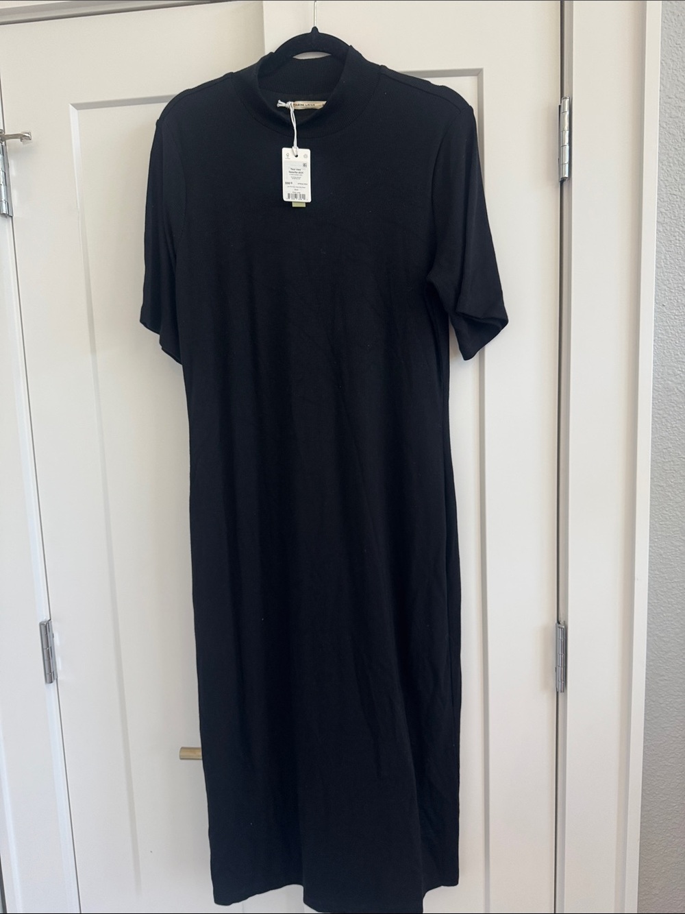 Marine Layer Black Short-Sleeve Mock Neck Maxi